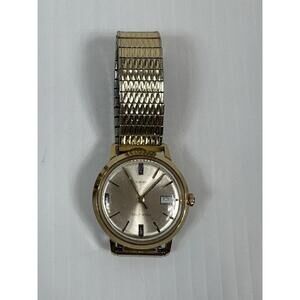 Vintage Timex Viscount Self Wind Automatic Mens Watch Date Gold‎ Tone Working